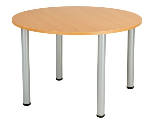 One Fraction Plus Circular Meeting Table (FSC) 1000mm Beech/Silver