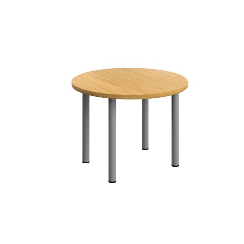 One Fraction Plus Circular Meeting Table (FSC) 1000mm Nova Oak/Silver