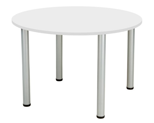 One Fraction Plus Circular Meeting Table 1000mm White/Silver