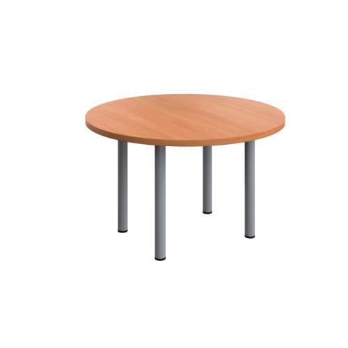 One Fraction Plus Circular Meeting Table 1200mm Beech/Silver