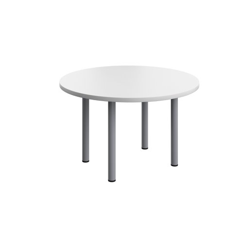 One Fraction Plus Circular Meeting Table (FSC) 1200mm White/Silver