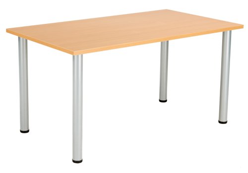 One Fraction Plus Rectangular Meeting Table (FSC) 1400X800 Beech/Silver