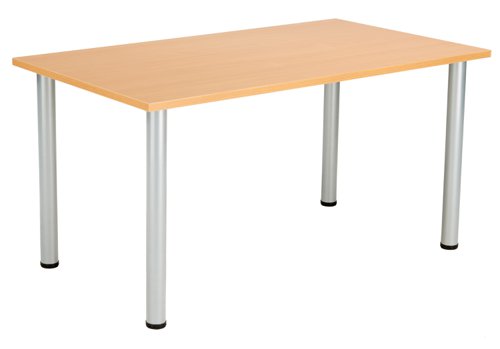 One Fraction Plus Rectangular Meeting Table 1400X800 Beech/Silver