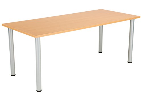 One Fraction Plus Rectangular Meeting Table 1800X800 Beech/Silver