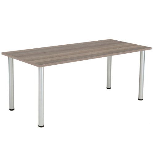 One Fraction Plus Rectangular Meeting Table (FSC) 1800X800 Grey Oak/Silver