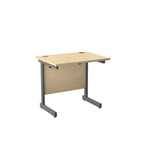 800X600 Single Upright Rectangular Desk Maple-Silver