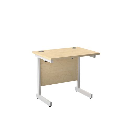 800X600 Single Upright Rectangular Desk Maple-White