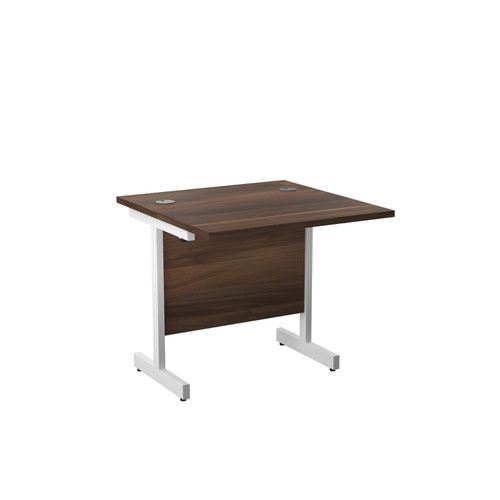 800X800 Single Upright Rectangular Desk Dark Walnut-White