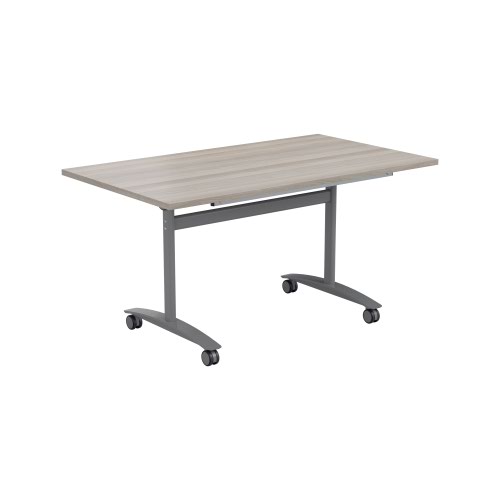One Tilting Table 1200 X 700 Silver Legs Grey Oak Top