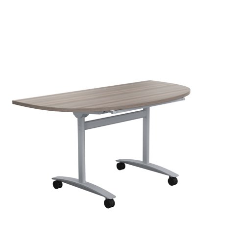 One D-End Tilting Table 1400 X 700 Grey Oak/Silver