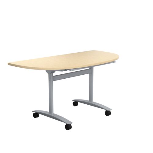 One Tilting Table 1400 X 700 Silver Legs Maple D-End Top