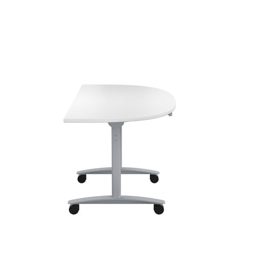 One D-End Tilting Table (FSC) 1400 X 700 White/Silver