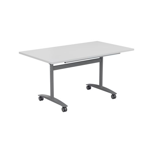 One Tilting Table 1400 X 700 Silver Legs White Top
