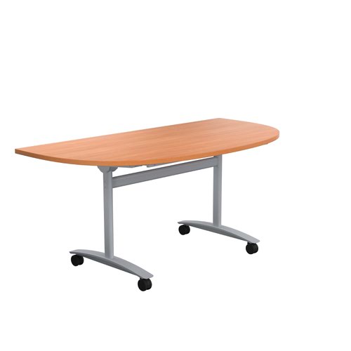One Tilting Table 1600 X 800 Silver Legs Beech D-End Top