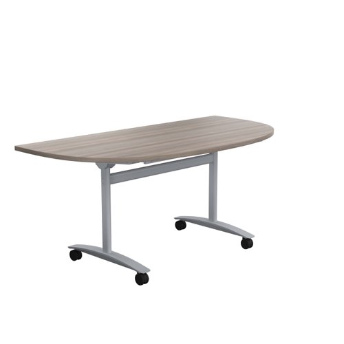 One D-End Tilting Table 1600 X 800 Grey Oak/Silver