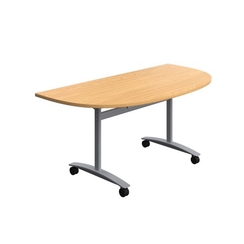 One D-End Tilting Table 1600 X 800 Nova Oak/Silver
