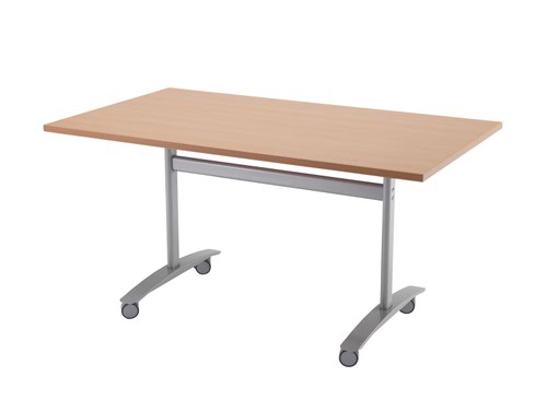 One Tilting Table 1600 X 700 Silver Legs Beech Top