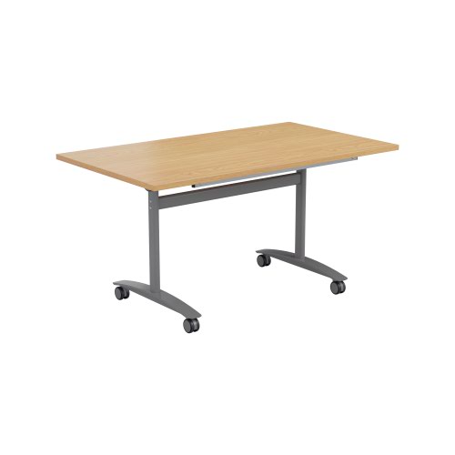 One Tilting Table 1600 X 800 Silver Legs Nova Oak Top