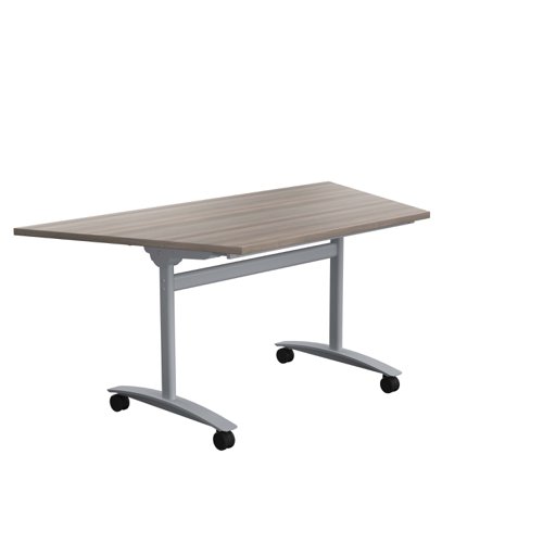One Trapezoidal Tilting Table 1600 X 800 Grey Oak/Silver
