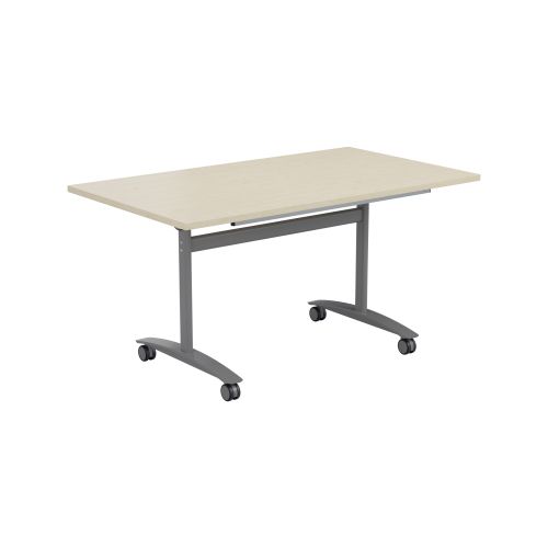 One Tilting Table 1800 X 800 Silver Legs Maple Top