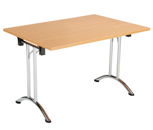 One Union Rectangular Folding Table 1200 X 700 Beech/Chrome