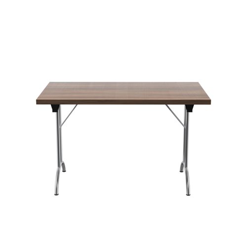 One Union Rectangular Folding Table (FSC) 1200 X 700 Dark Walnut/Chrome
