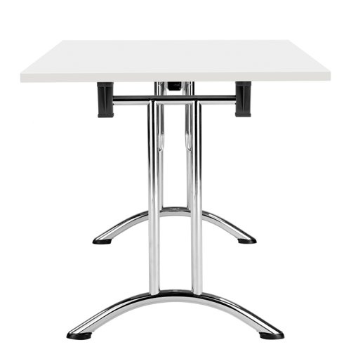 OUFT1270CRWH | The One Union Rectangular Folding Table is the perfect solution for anyone who needs a versatile table that can be easily moved and adjusted to fit their needs. This rectangular shaped tilting table features manual adjustment thumb wheels that allow you to tilt the top to the perfect angle for your needs. The table is also mobile, making it easy to move around any space. When not in use, it can be nested away for space-saving convenience. This makes it ideal for multi-functional rooms where space is at a premium. Additionally, the table has sturdy, secure feet that provide stability and support during use. Whether you need a table for work, play, or anything in between, the One Union Rectangular Folding Table is the perfect choice.