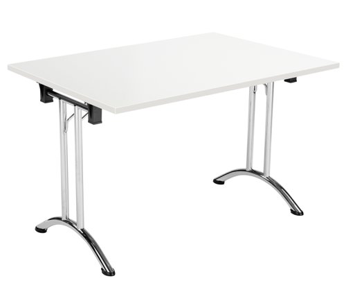 One Union Rectangular Folding Table 1200 X 700 White/Chrome