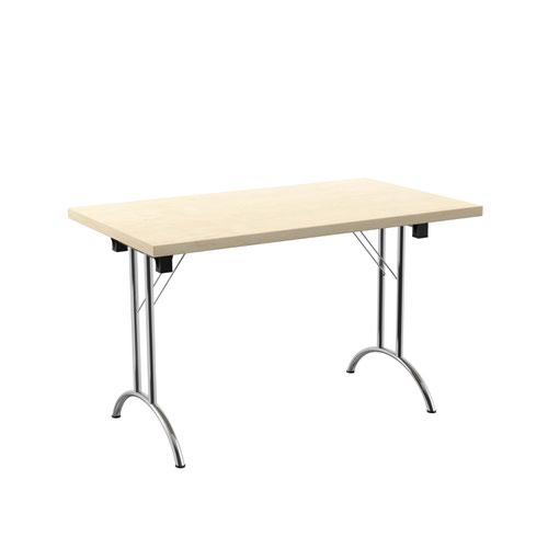 One Union Folding Table 1200 X 700 Chrome Frame Maple Rectangular Top