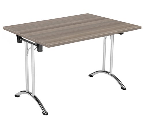 One Union Rectangular Folding Table 1200 X 800 Grey Oak/Chrome