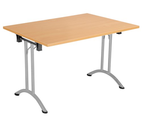 One Union Rectangular Folding Table 1200 X 800 Beech/Silver