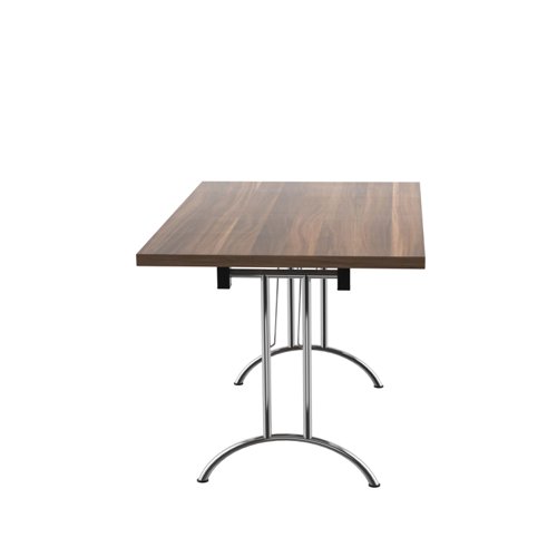 One Union Rectangular Folding Table (FSC) 1200 X 800 Dark Walnut/Silver
