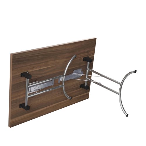 One Union Rectangular Folding Table (FSC) 1200 X 800 Dark Walnut/Silver