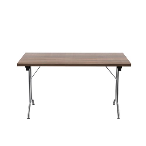 One Union Rectangular Folding Table (FSC) 1400 X 700 Dark Walnut/Chrome