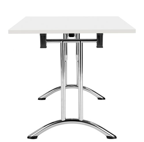 OUFT1470CRWH | The One Union Rectangular Folding Table is the perfect solution for anyone who needs a versatile table that can be easily moved and adjusted to fit their needs. This rectangular shaped tilting table features manual adjustment thumb wheels that allow you to tilt the top to the perfect angle for your needs. The table is also mobile, making it easy to move around any space. When not in use, it can be nested away for space-saving convenience. This makes it ideal for multi-functional rooms where space is at a premium. Additionally, the table has sturdy, secure feet that provide stability and support during use. Whether you need a table for work, play, or anything in between, the One Union Rectangular Folding Table is the perfect choice.