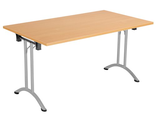 One Union Folding Table 1400 X 700 Silver Frame Beech Rectangular Top