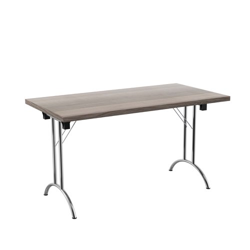 One Union Rectangular Folding Table 1400 X 700 Grey Oak/Silver