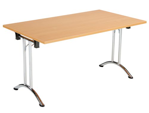 One Union Folding Table 1400 X 800 Chrome Frame Beech Rectangular Top