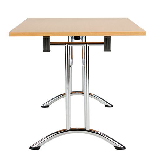 One Union Rectangular Folding Table 1400 X 800 Beech/Chrome
