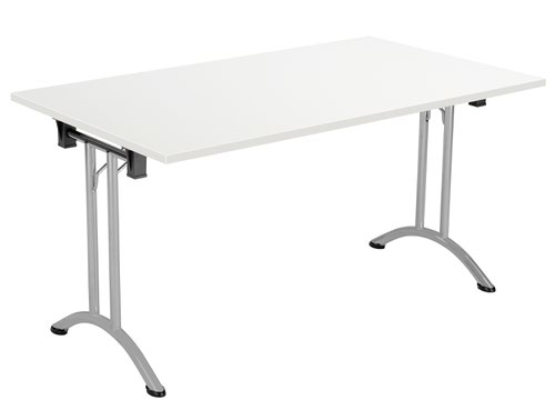 One Union Folding Table 1400 X 800 Silver Frame White Rectangular Top