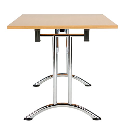 OUFT1670CRBE2 | The One Union Rectangular Folding Table is the perfect solution for anyone who needs a versatile table that can be easily moved and adjusted to fit their needs. This rectangular shaped tilting table features manual adjustment thumb wheels that allow you to tilt the top to the perfect angle for your needs. The table is also mobile, making it easy to move around any space. When not in use, it can be nested away for space-saving convenience. This makes it ideal for multi-functional rooms where space is at a premium. Additionally, the table has sturdy, secure feet that provide stability and support during use. Whether you need a table for work, play, or anything in between, the One Union Rectangular Folding Table is the perfect choice.