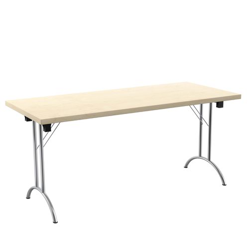 One Union Folding Table 1600 X 700 Chrome Frame Maple Rectangular Top