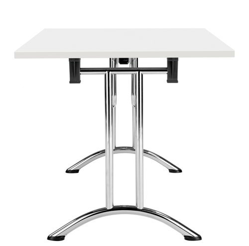 OUFT1670CRWH | The One Union Rectangular Folding Table is the perfect solution for anyone who needs a versatile table that can be easily moved and adjusted to fit their needs. This rectangular shaped tilting table features manual adjustment thumb wheels that allow you to tilt the top to the perfect angle for your needs. The table is also mobile, making it easy to move around any space. When not in use, it can be nested away for space-saving convenience. This makes it ideal for multi-functional rooms where space is at a premium. Additionally, the table has sturdy, secure feet that provide stability and support during use. Whether you need a table for work, play, or anything in between, the One Union Rectangular Folding Table is the perfect choice.