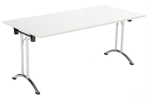 One Union Rectangular Folding Table 1600 X 700 White/Chrome