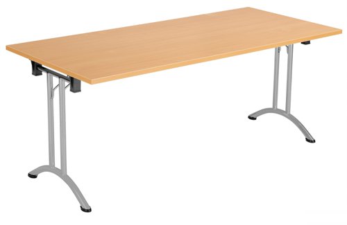 One Union Rectangular Folding Table 1600 X 700 Beech/Silver