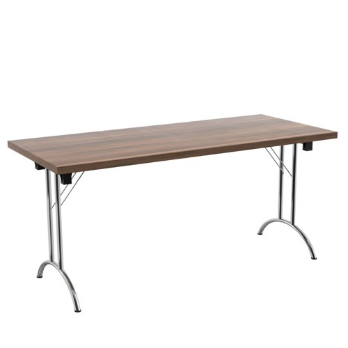 One Union Rectangular Folding Table (FSC) 1600 X 700 Dark Walnut/Silver