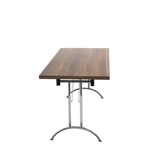 One Union Rectangular Folding Table (FSC) 1600 X 700 Dark Walnut/Silver