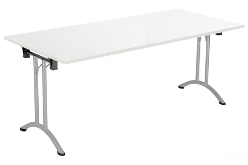 One Union Rectangular Folding Table 1600 X 700 White/Silver