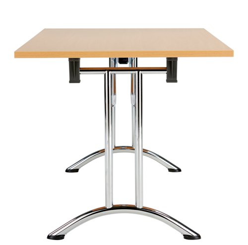 OUFT1680CRBE2 | The One Union Rectangular Folding Table is the perfect solution for anyone who needs a versatile table that can be easily moved and adjusted to fit their needs. This rectangular shaped tilting table features manual adjustment thumb wheels that allow you to tilt the top to the perfect angle for your needs. The table is also mobile, making it easy to move around any space. When not in use, it can be nested away for space-saving convenience. This makes it ideal for multi-functional rooms where space is at a premium. Additionally, the table has sturdy, secure feet that provide stability and support during use. Whether you need a table for work, play, or anything in between, the One Union Rectangular Folding Table is the perfect choice.