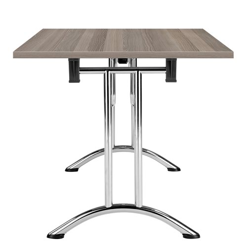 One Union Rectangular Folding Table 1600 X 800 Grey Oak/Chrome